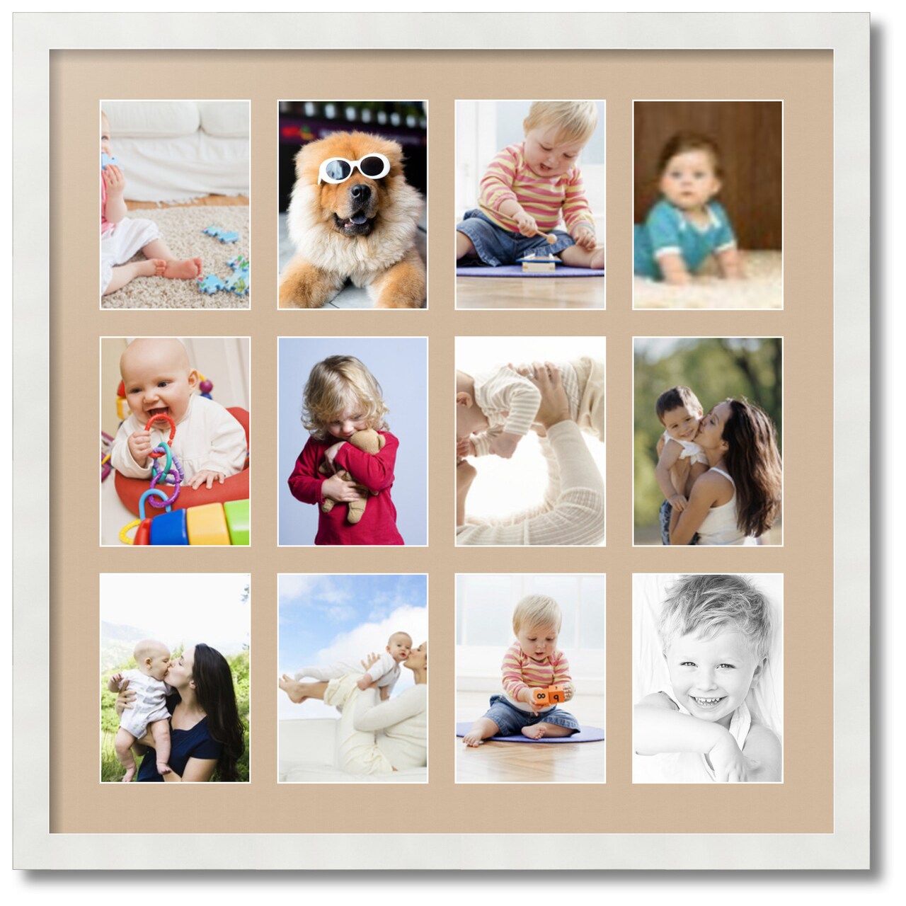 ArtToFrames Collage Photo Picture Frame with 12 - 5x7 inch Openings, Framed in White with Over 62 Mat Color Options and Plexi Glass (CSM-3966-229)
